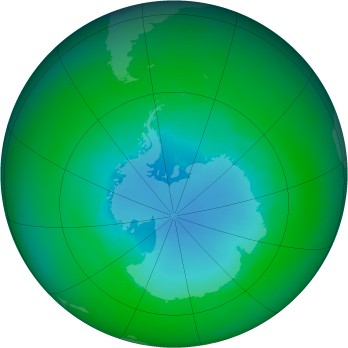Antarctic ozone map for 2001-12